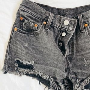 Levi’s high waisted black denim shorts